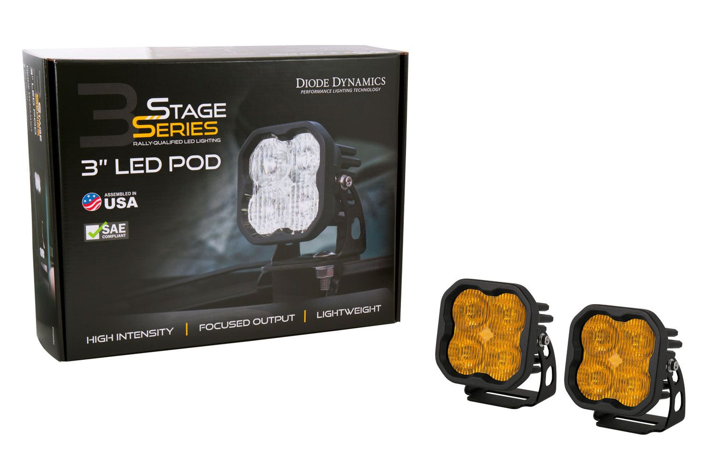 Diode Dynamics SS3 SAE Yellow Max LED Pod (pair) Fog